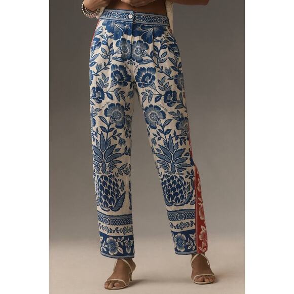 FARM Rio Pants - Farm Rio x Anthropologie Floral Linen Trousers